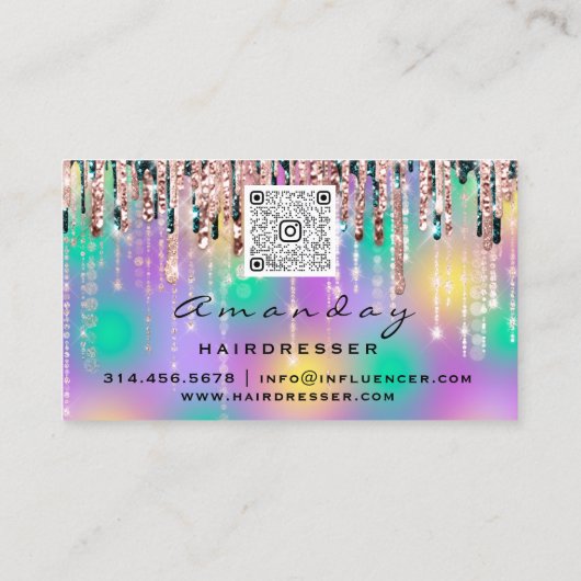 Professionele Hairdresser Scissors Roos QR CODE Visitekaartje (Achterkant)