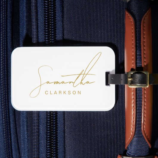 Professionele Handgeschreven Gouden Script Typogra Bagagelabel (Voorkant Insitu 4)