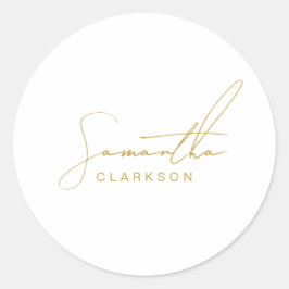 Professionele Handgeschreven Gouden Script Typogra Ronde Sticker