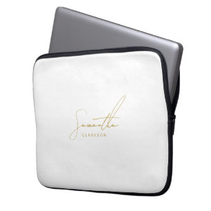 Professionele handgeschreven gouden scripttypograf laptop sleeve