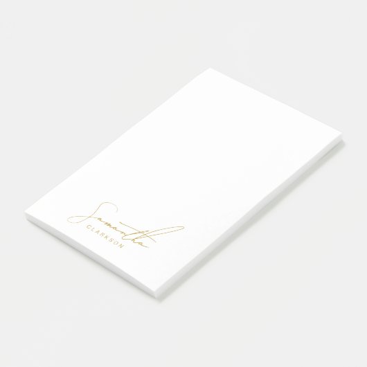 Professionele handgeschreven gouden scripttypograf post-it® notes (Schuin)