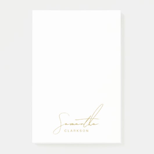 Professionele handgeschreven gouden scripttypograf post-it® notes (Voorkant)
