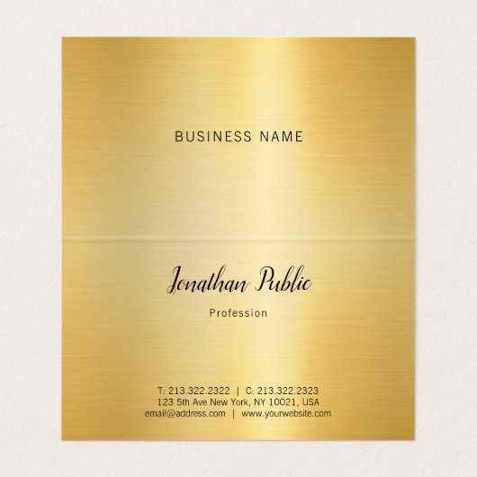 Professionele Handgeschreven Naam Gouden Moderne E Visitekaartje (Binnenkant ongevouwen)