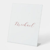 Professionele handgeschreven naam minimalistische  reclamebord met voetstuk (Voorkant)
