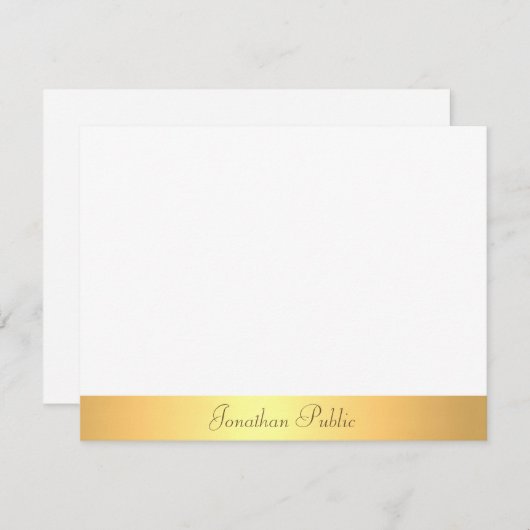 Professionele Handgeschreven Script Tekst Goud Wit Notitiekaartje (Voorkant / Achterkant)