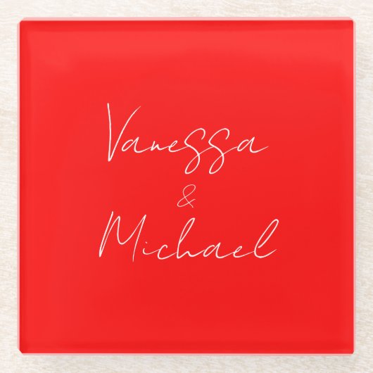 Professionele handschriftnaam aangepaste bruiloft glazen onderzetter (Voorkant)