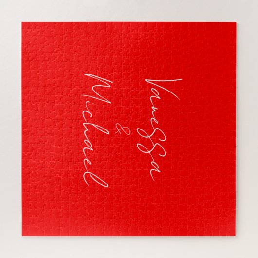 Professionele handschriftnaam aangepaste bruiloft legpuzzel (Horizontaal)