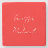 Professionele handschriftnaam aangepaste bruiloft stenen onderzetter (Voorkant)