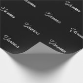 Professionele handschriftnaam custom black cadeaupapier (Hoek)