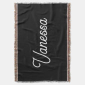 Professionele handschriftnaam custom black deken (Voorkant Verticaal)