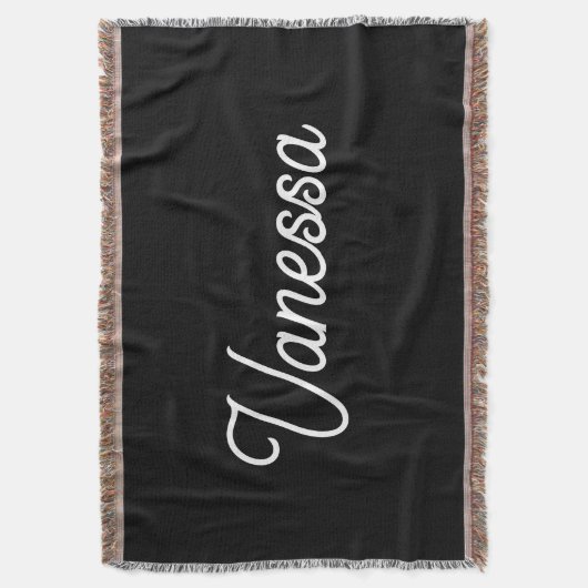 Professionele handschriftnaam custom black deken (Voorkant Verticaal)