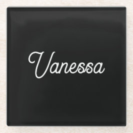 Professionele handschriftnaam custom black glazen onderzetter