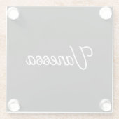 Professionele handschriftnaam custom black glazen onderzetter (Achterkant)