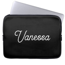 Professionele handschriftnaam custom black laptop sleeve