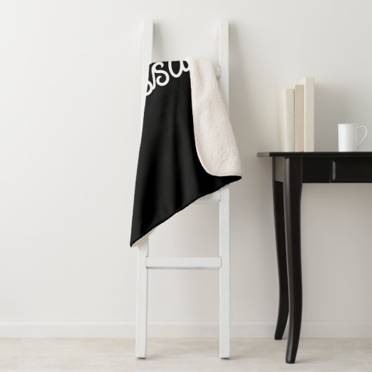 Professionele handschriftnaam custom black sherpa deken (In situ)