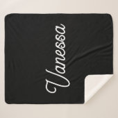 Professionele handschriftnaam custom black sherpa deken (Voorkant (horizontaal))