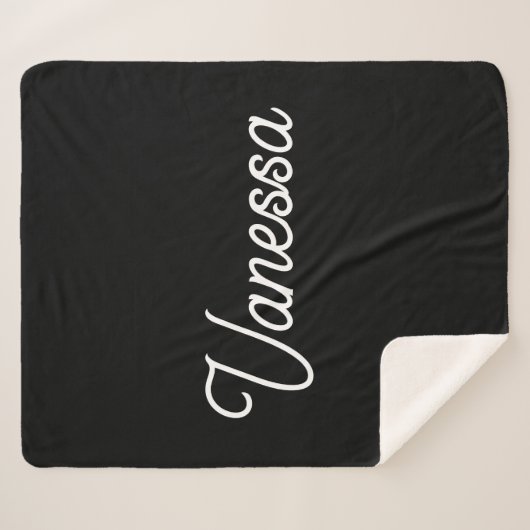Professionele handschriftnaam custom black sherpa deken (Voorkant (horizontaal))