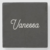 Professionele handschriftnaam custom black stenen onderzetter (Voorkant)
