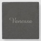 Professionele handschriftnaam custom black stenen onderzetter (Voorkant)