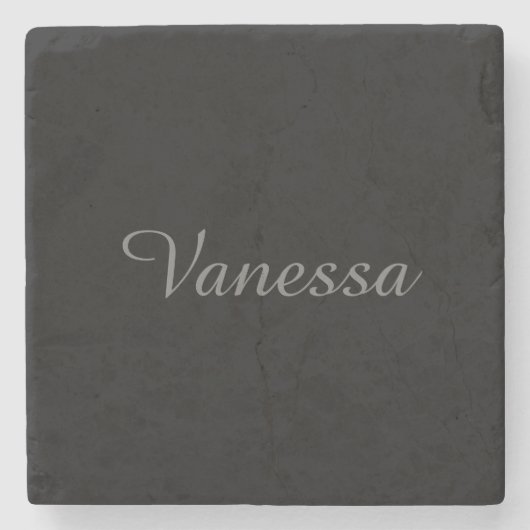 Professionele handschriftnaam custom black stenen onderzetter (Voorkant)
