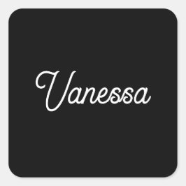 Professionele handschriftnaam custom black vierkante sticker