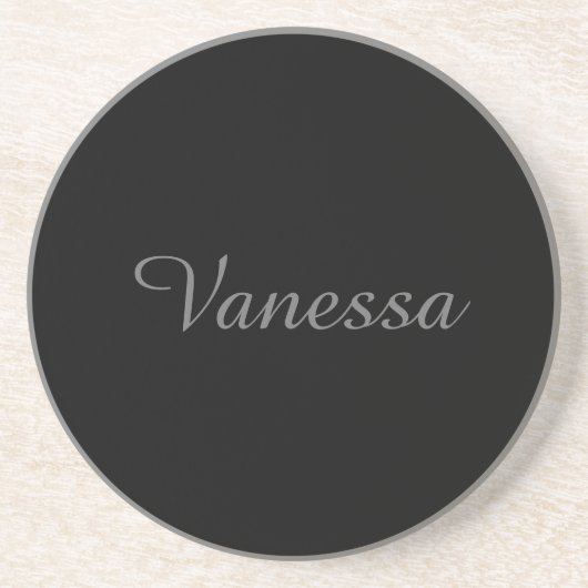 Professionele handschriftnaam custom black zandsteen onderzetter (Voorkant)