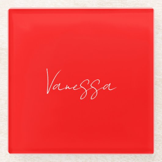 Professionele handschriftnaam douane glazen onderzetter (Voorkant)