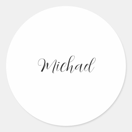 Professionele handschriftnaam minimalistisch moder ronde sticker (Voorkant)