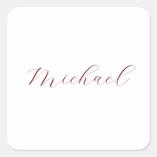 Professionele handschriftnaam minimalistisch moder vierkante sticker (Voorkant)