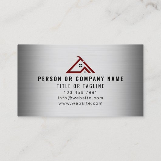 Professionele Handyman Logo Metallic Constructie Visitekaartje (Achterkant)