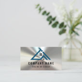 Professionele Handyman Logo Shiny Metal Contractor Visitekaartje (Staand voorkant)