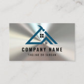 Professionele Handyman Logo Shiny Metal Contractor Visitekaartje (Voorkant)