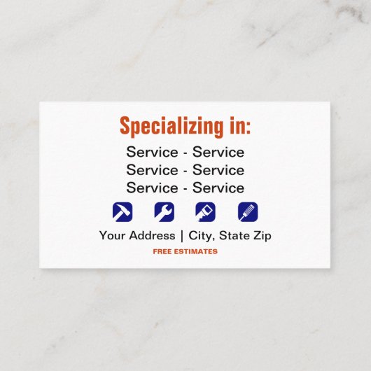 Professionele Handyman Service Tweezijdig Visitekaartje (Achterkant)