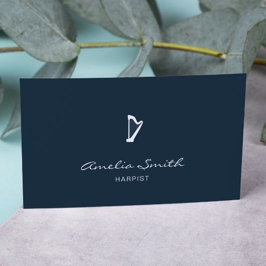 Professionele harpiste minimaal elegant marineblau visitekaartje