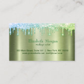 Professionele harten, glitter druppels groen metal klantenkaartje (Achterkant)