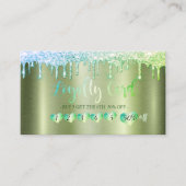 Professionele harten, glitter druppels groen metal klantenkaartje (Voorkant)
