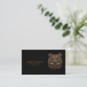 Professionele herenkapper bronzen beer QR-code Visitekaartje (Staand voorkant)