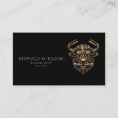 Professionele herenkapper bronzen buffel QR-code Visitekaartje (Voorkant)
