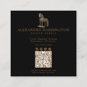 Professionele herenkapper bronzen Mustang QR-code Vierkante Visitekaartje (Achterkant)