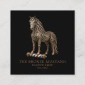 Professionele herenkapper bronzen Mustang QR-code Vierkante Visitekaartje (Voorkant)