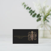 Professionele herenkapper bronzen octopus QR-code Visitekaartje (Staand voorkant)
