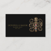 Professionele herenkapper bronzen octopus QR-code Visitekaartje (Voorkant)