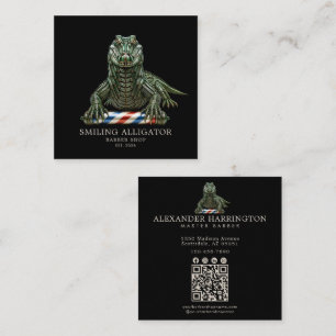 Professionele herenkapper Emerald AlligatorQr Code Vierkante Visitekaartje