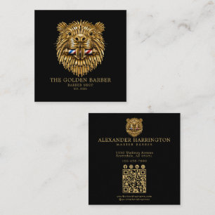 Professionele herenkapper gouden bever QR-code Vierkante Visitekaartje