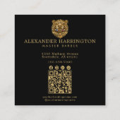 Professionele herenkapper gouden bever QR-code Vierkante Visitekaartje (Achterkant)