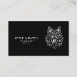 Professionele herenkapper zilveren wolf QR-code Visitekaartje