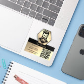 Professionele herenkapper zwart&Goud Sticker (Laptop met iPhone)