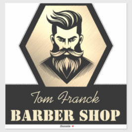 Professionele herenkapper zwart & goud sticker