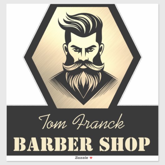 Professionele herenkapper zwart & goud sticker (Vel)