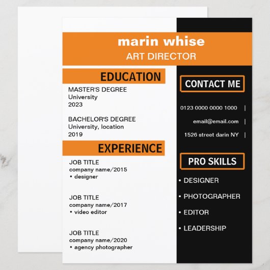 Professionele hervatte sjabloon (Voorkant / Achterkant)